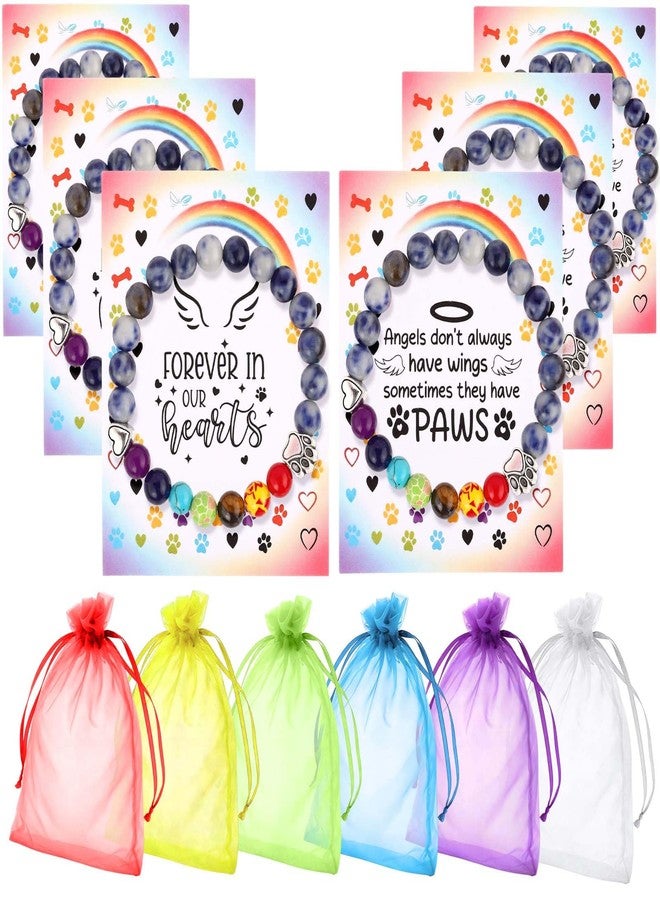 كينينج مجموعة كينينج التذكارية للحيوانات الأليفة، 18 قطعة، سوار جسر قوس قزح، 6 مجموعات، سوار تذكاري للكلاب، سوار تعاطف مع فقدان الحيوانات الأليفة، سوار تذكاري لسبعة شاكرات، هدية للنساء والرجال الذين فقدوا كلابهم وقططهم المحبوبة. - Image 1